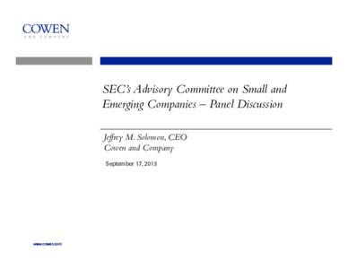 SEC’s Advisory Committee on Small and Emerging Companies – Panel Discussion