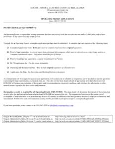 DOGAMI – MINERAL LAND REGULATION AND RECLAMATION 229 BROADALBIN STREET SW ALBANY, OROPERATING PERMIT APPLICATION Under ORS