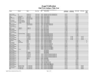 Legal Collection Full Text Subject Title List (Academic Journal, Magazine, Trade Publication, etc.) Category