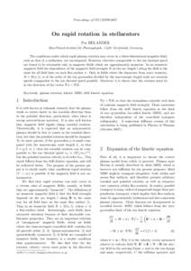 Proceedings of ITC/ISHW2007  On rapid rotation in stellarators Per HELANDER Max-Planck-Institut f¨ ur Plasmaphysik, 17491 Greifswald, Germany