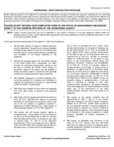 OMB Approval No[removed]ASSURANCES - NON-CONSTRUCTION PROGRAMS Public reporting burden for this collection of information is estimated to average 15 minutes per response, including time for reviewing instructions, se