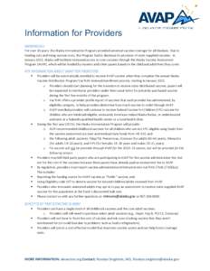 Information for Providers
