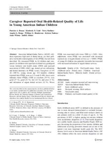 J Immigrant Minority Health DOI[removed]s10903[removed]ORIGINAL PAPER  Caregiver Reported Oral Health-Related Quality of Life