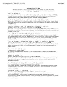 Lunar and Planetary Science XXXIX[removed]sess625.pdf Thursday, March 13, 2008 POSTER SESSION II: ROCKET SCIENTIST’S TOOLBOX II: IN SITU ANALYSIS