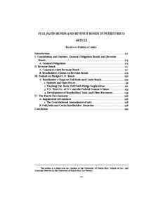 FULL FAITH BONDS AND REVENUE BONDS IN PUERTO RICO ARTICLE RAMÓN A. PARRILLA CARBIA*