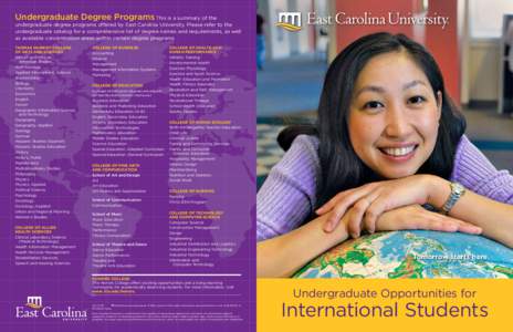 Undergraduate Degree Programs This is a summary of the undergraduate degree programs offered by East Carolina University. Please refer to the undergraduate catalog for a comprehensive list of degree names and requirement