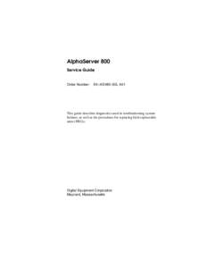 AlphaServer 800 Service Guide Order Number:  EK–ASV80–SG. A01