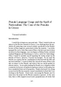Pomak Language Usage and the Spell of Nationalism: The Case of the Pomaks in Greece