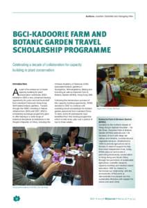 Authors: Joachim Gratzfeld and Xiangying Wen  BGCI-KADOORIE FARM AND BOTANIC GARDEN TRAVEL SCHOLARSHIP PROGRAMME Celebrating a decade of collaboration for capacity