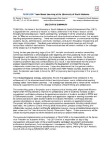 TEAM USA: Team-Based Learning at the University of South Alabama Dr. Ronald A. Styron, Jr[removed]o[removed]f) Quality Enhancement Plan Director [removed]