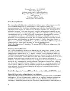 Grouper Forensics[removed]Final Project Report Gulf and South Atlantic Fisheries Foundation Project Title: In Support of Grouper Forensics John H Paul, PI University of South Florida