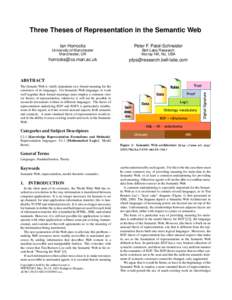 Three Theses of Representation in the Semantic Web Ian Horrocks Peter F. Patel-Schneider  University of Manchester