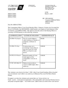 Title 33 of the Code of Federal Regulations / Marine safety / Public safety / Public administration / Law / United States maritime law / Sea Marshal / United States Coast Guard