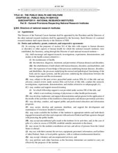 42 USC 284 NB: This unofficial compilation of the U.S. Code is current as of Jan. 4, 2012 (see http://www.law.cornell.edu/uscode/uscprint.html). TITLE 42 - THE PUBLIC HEALTH AND WELFARE CHAPTER 6A - PUBLIC HEALTH SERVICE