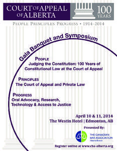 People Principles Progress • [removed]Registration Fees Register online at www.cba-alberta.org  Centennial Gala Banquet and Symposium Package