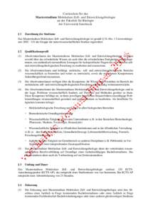 Curriculum für das Masterstudium Molekulare Zell- und Entwicklungsbiologie an der Fakultät für Biologie der Universität Innsbruck §1