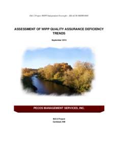 ISO-2 Project WIPP Independent Oversight – DE-AC30-06EW03005  ASSESSMENT OF WIPP QUALITY ASSURANCE DEFICIENCY TRENDS September 2010
