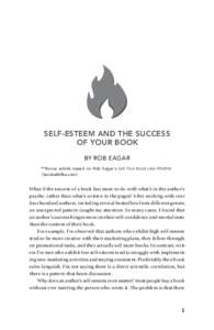 Self-Esteem and the Success of Your Book by Rob Eagar **Bonus article based on Rob Eagar’s Sell Your Book Like Wildfire (bookwildfire.com)