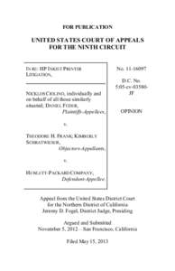 FOR PUBLICATION  UNITED STATES COURT OF APPEALS FOR THE NINTH CIRCUIT  IN RE: HP INKJET PRINTER