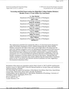 Page 1 of 19  Journal of Consulting and Clinical Psychology August 1998 Vol. 66, No. 4, [removed]  © 1998 by the American Psychological Association