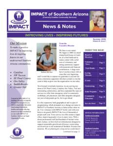of Southern Arizona  (Formerly Catalina Community Services) News & Notes IMPROVING LIVES • INSPIRING FUTURES