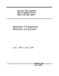 The Honorable Christine Todd Whitman Governor of New Jersey The Honorable Donald T. DiFrancesco President of the Senate The Honorable Jack Collins Speaker of the General Assembly