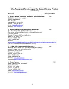 Omaha System / Nursing diagnosis / Clinical Care Classification System / Nursing Minimum Data Set / Nursing Outcomes Classification / Nursing Interventions Classification / Nursing / Nursing informatics / Health / Information science