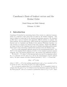 Casselman’s Basis of Iwahori vectors and the Bruhat Order Daniel Bump and Maki Nakasuji February 15, [removed]