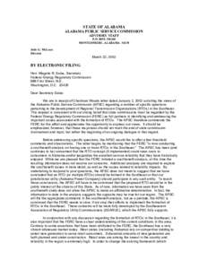 STATE OF ALABAMA ALABAMA PUBLIC SERVICE COMMISSION ADVISORY STAFF P.O. BOX[removed]MONTGOMERY, ALABAMA[removed]Judy G. McLean
