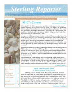 Sterling Reporter Volume 9, Issue 2 National Weather Service Baltimore MD/Washington DC Forecast Office  MIC’s Corner
