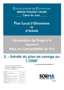Communauté de Communes ARBOIS POLIGNY SALINS ____ Cœur du Jura _____ Plan Local D’Urbanisme de