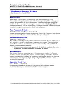 Nacogdoches County Chamber Working Committees and Membership Activities Membership Services Division Ray Mitchum, Vice-ChairAmbassadors