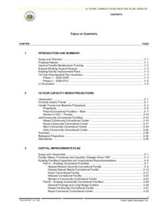 10-YEAR CORRECTIONS MASTER PLAN UPDATE CONTENTS TABLE OF CONTENTS CHAPTER