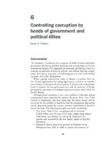 6 Controlling corruption by heads of government and political elites David A. Chaikin