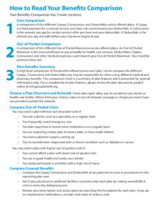 How to Read Your Benefits Comparison Your Benefits Comparison has 3 main sections: 1  Cost Comparison