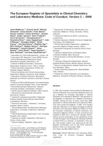 Article in press - uncorrected proof Clin Chem Lab Med 2009;47(3):372–375  2009 by Walter de Gruyter • Berlin • New York. DOI[removed]CCLM[removed]637  The European Register of Specialists in Clinical Chemis