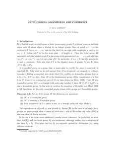 ARTIN GROUPS, 3-MANIFOLDS AND COHERENCE C. MCA. GORDON* Dedicated to Fico on the occasion of his 60th birthday. 1. Introduction. By a labeled graph we shall mean a ﬁnite (non-empty) graph Γ, without loops or multiple