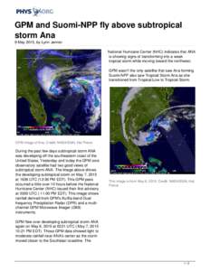 Atlantic hurricane season / Tropical Storm Ana / Suomi NPP / Subtropical cyclone / Meteorology / Atmospheric sciences / Weather