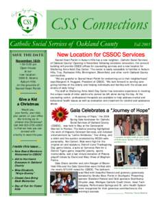 CSS Connections Catholic Social Services of Oakland County SAVE THE DATE November 18th  1:00-5:00 pm