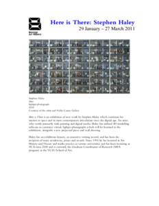 Here is There: Stephen Haley 29 January – 27 March 2011 Stephen Haley Here lightjet photograph