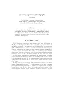 On nearly regular co-critical graphs Tibor Szab´o The Ohio State University, Columbus, Ohio, 231 W 18th Ave, Columbus, Ohio, 43210, USA and E¨ otv¨