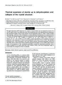 Mineralogical Magazine, June 2012, Vol. 76(3), pp. 613–623  Thermal expansion of alunite up to dehydroxylation and