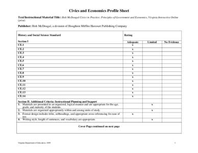 Knowledge / Holt / Civics / Motion Picture Association of America film rating system / Education / Social science / Correlation and dependence / Publishing / Cognition / Holt McDougal / Houghton Mifflin Harcourt / Harcourt