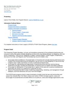 New York State Council on the Arts 300 Park Avenue South, 10th Floor New York, NYwww.arts.ny.gov
