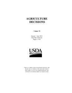 AGRICULTURE DECISIONS Volume 70  January - June 2011