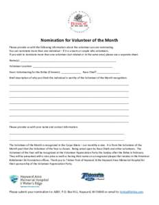 Microsoft Word - Nomination for Volunteer of the Month