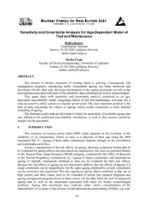 Sensitivity and Uncertainty Analysis for Age-Dependent Model of Test and Maintenance Duško Kančev “Jožef Stefan” Institute Jamova 39, SI-1000 Ljubljana, Slovenia 