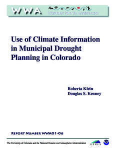 W WA  Western Water Assessment Use of Climate Information in Municipal Drought