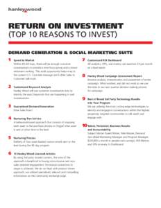 RETURN ON INVESTMENT (TOP 10 REASONS TO INVEST) DEMAND GENERATION & SOCIAL MARKETING SUITE 1	  2