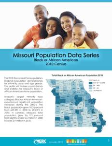 The 2010 Decennial Census publishes regional population demographics for ethnicity, race and age groups. This profile will feature county trends and statistics for Missouri’s Black or African American Alone population.